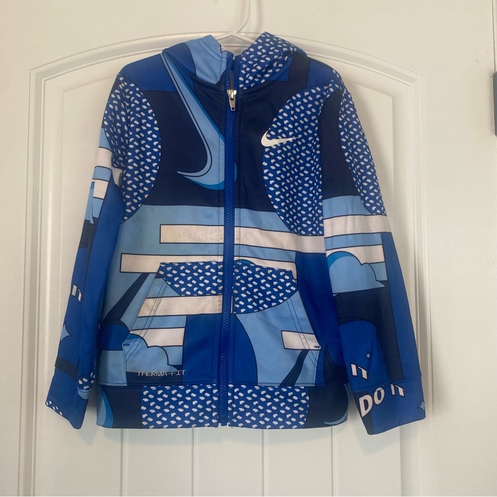 Nike Little Boys Therma Fit Blue & White Full Zip Hoodie Size 6